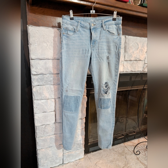 Old Navy Denim - Women's Vtg Old Navy Faded Blue Ripped Rockstar Skinny Jeans